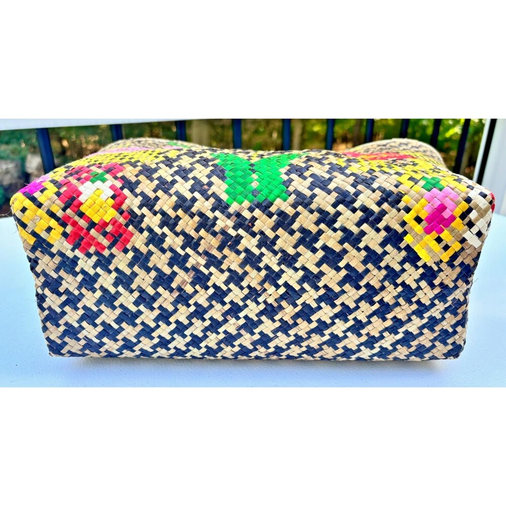 Banago Zippered Large Tote Artisan Hand Crafted Woven Straw Flamingo Liliana NWT - Picture 15 of 16